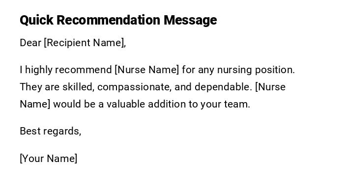 Quick Recommendation Message
