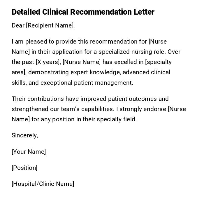 Detailed Clinical Recommendation Letter