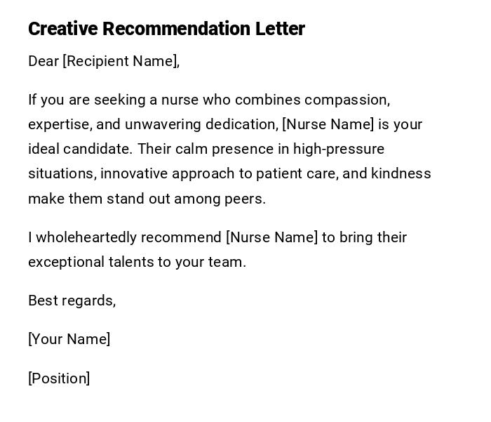 Creative Recommendation Letter