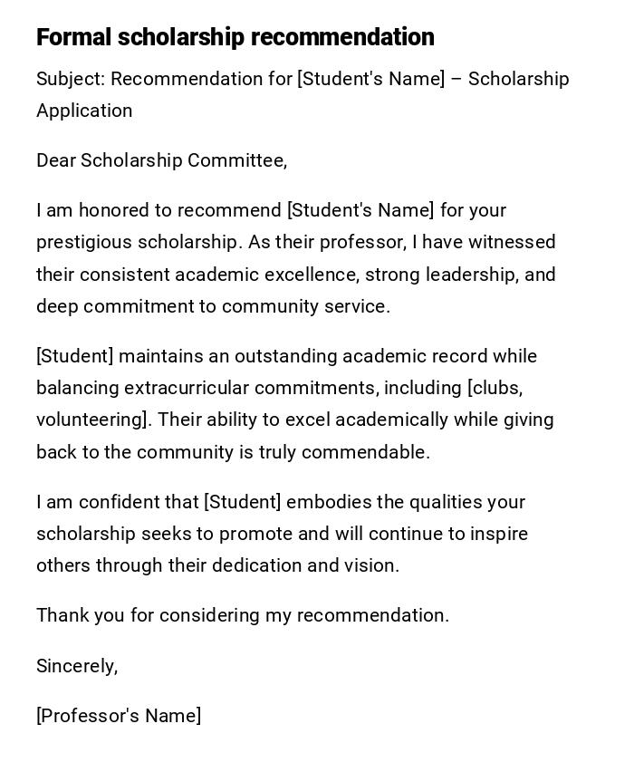 Formal scholarship recommendation