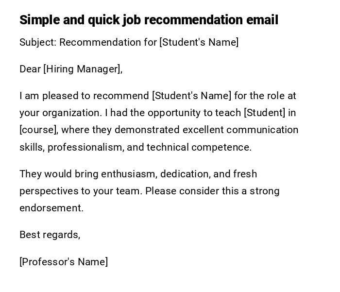Simple and quick job recommendation email