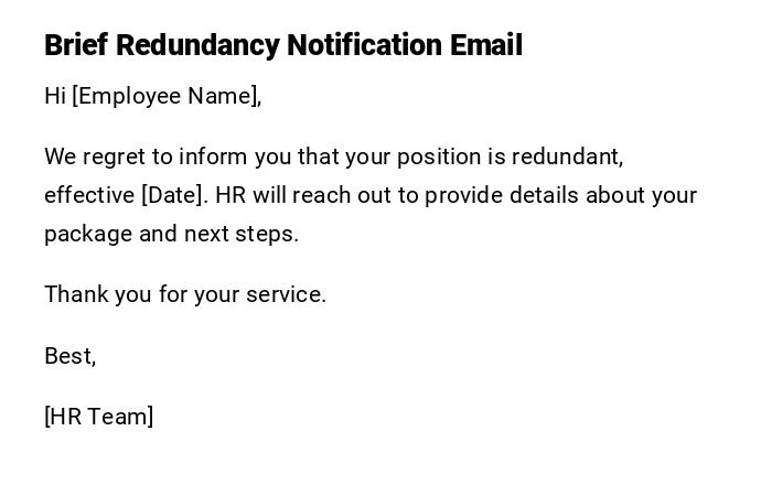 Brief Redundancy Notification Email Brief Redundancy Notification Email