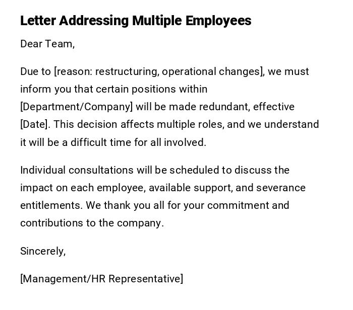 Letter Addressing Multiple Employees Letter Addressing Multiple Employees