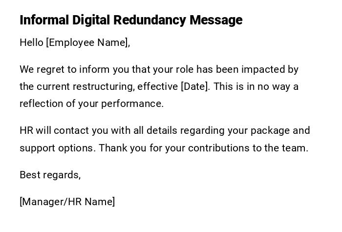 Informal Digital Redundancy Message Informal Digital Redundancy Message