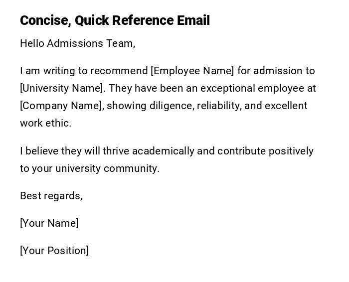 Concise, Quick Reference Email Concise, Quick Reference Email