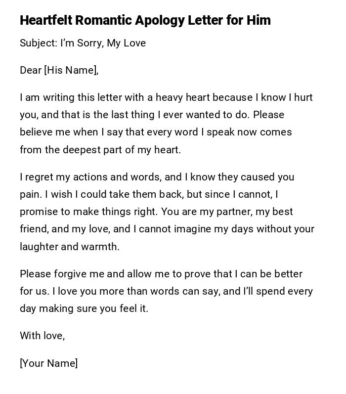 Heartfelt Romantic Apology Letter for Him Heartfelt Romantic Apology Letter for Him