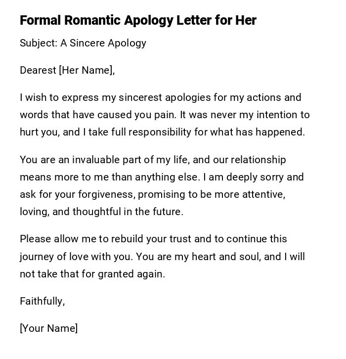 Formal Romantic Apology Letter for Her Formal Romantic Apology Letter for Her