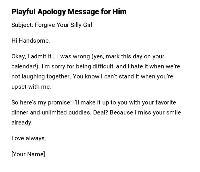 Playful Apology Message for Him Playful Apology Message for Him