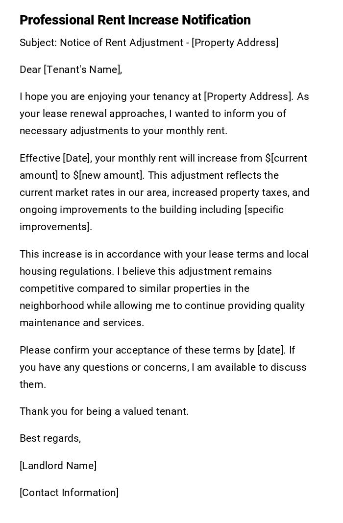 Professional Rent Increase Notification