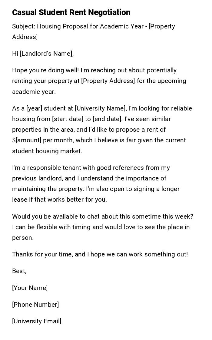 Casual Student Rent Negotiation
