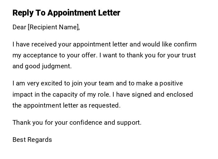 Reply To Appointment Letter Reply To Appointment Letter