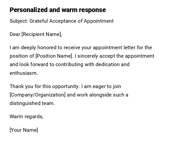 Personalized and warm response Personalized and warm response