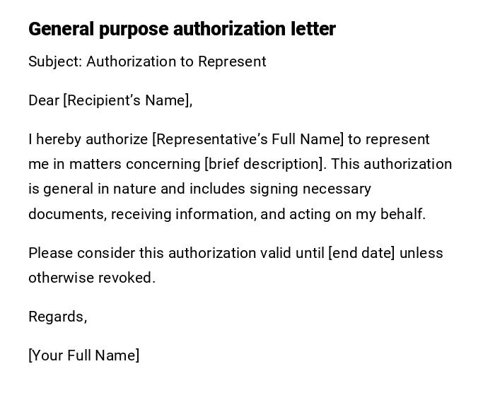 General purpose authorization letter
