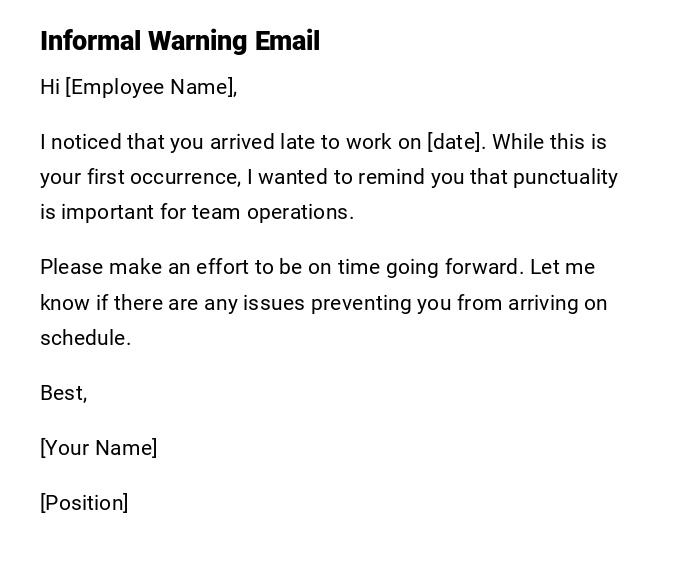 Informal Warning Email Informal Warning Email