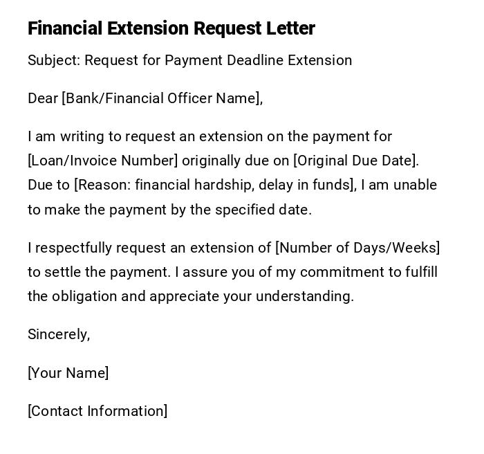 Financial Extension Request Letter Financial Extension Request Letter