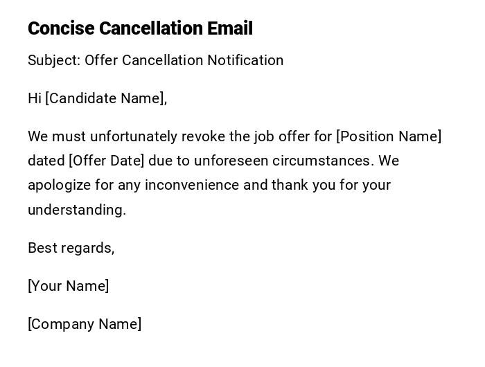 Concise Cancellation Email Concise Cancellation Email