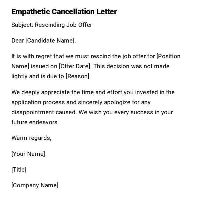 Empathetic Cancellation Letter Empathetic Cancellation Letter