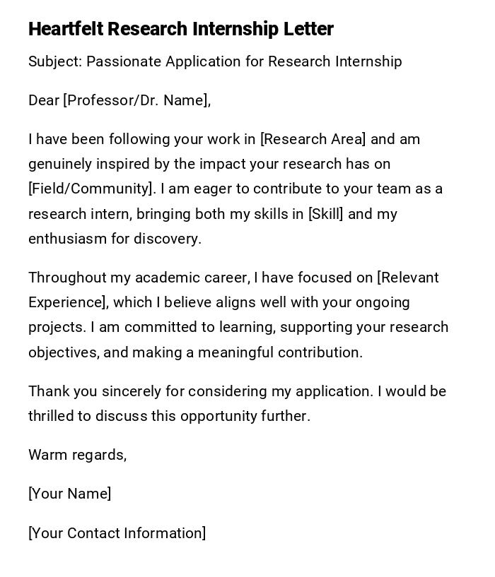 Heartfelt Research Internship Letter Heartfelt Research Internship Letter