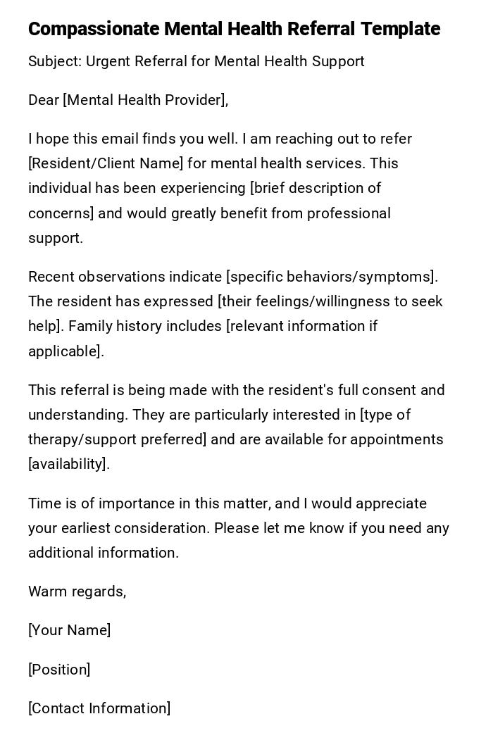 Compassionate Mental Health Referral Template