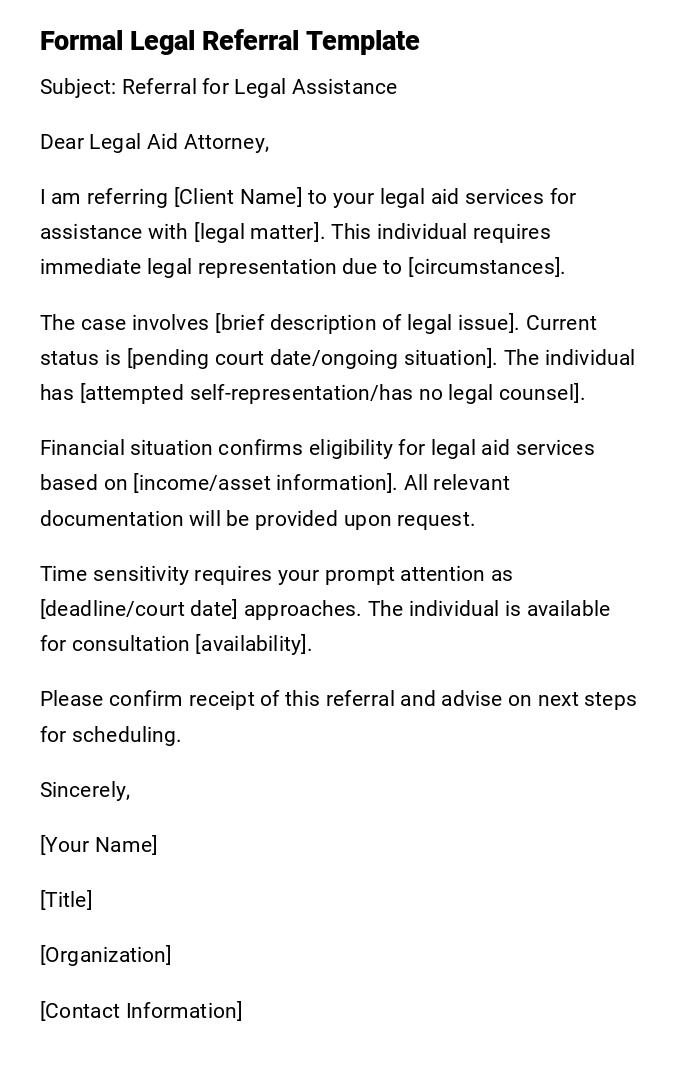 Formal Legal Referral Template