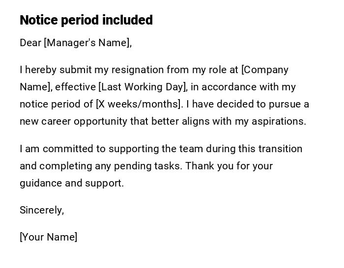 Notice period included Notice period included