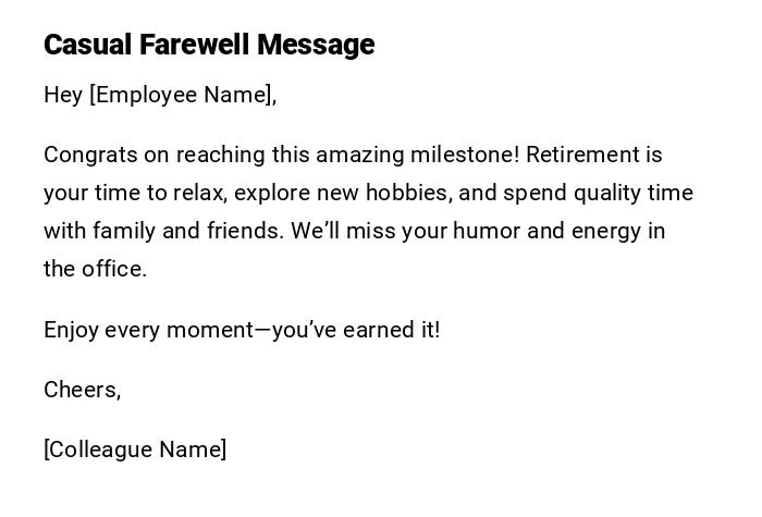 Casual Farewell Message