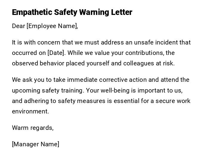 Empathetic Safety Warning Letter Empathetic Safety Warning Letter