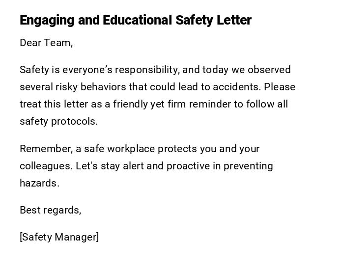 Engaging and Educational Safety Letter Engaging and Educational Safety Letter
