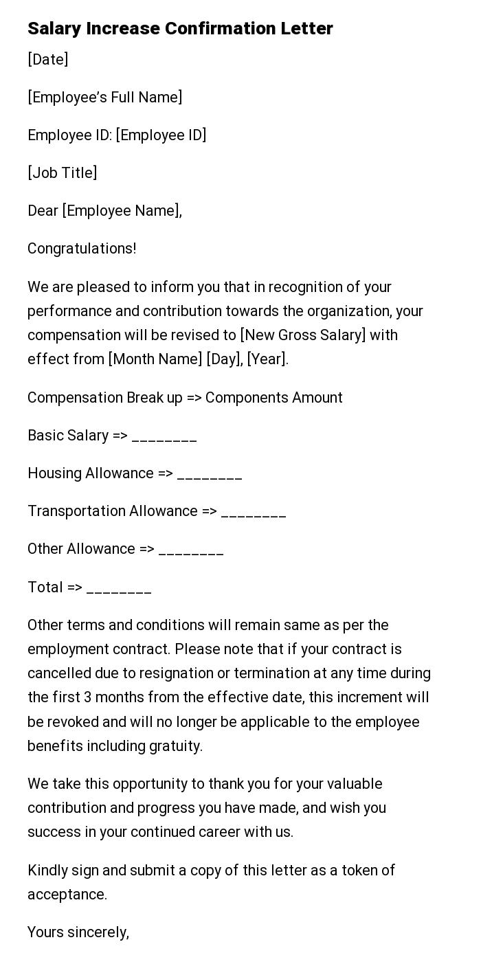 Salary Increase Confirmation Letter