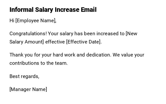 Informal Salary Increase Email Informal Salary Increase Email