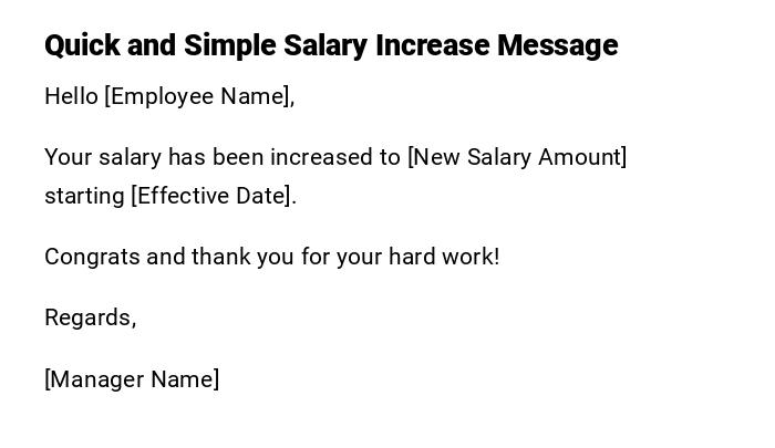 Quick and Simple Salary Increase Message Quick and Simple Salary Increase Message