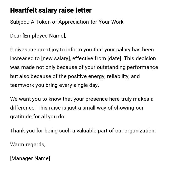 Heartfelt salary raise letter Heartfelt salary raise letter