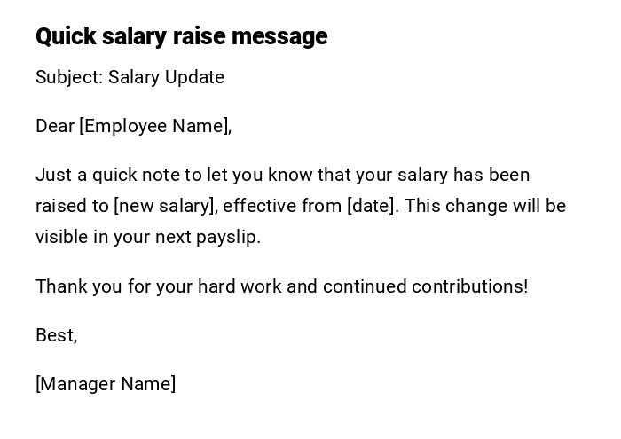 Quick salary raise message Quick salary raise message