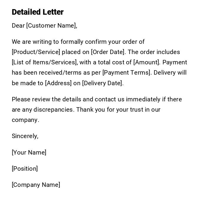 Detailed Letter Detailed Letter