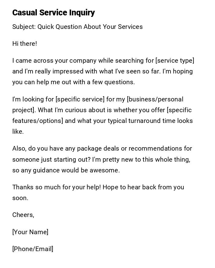 Casual Service Inquiry Casual Service Inquiry