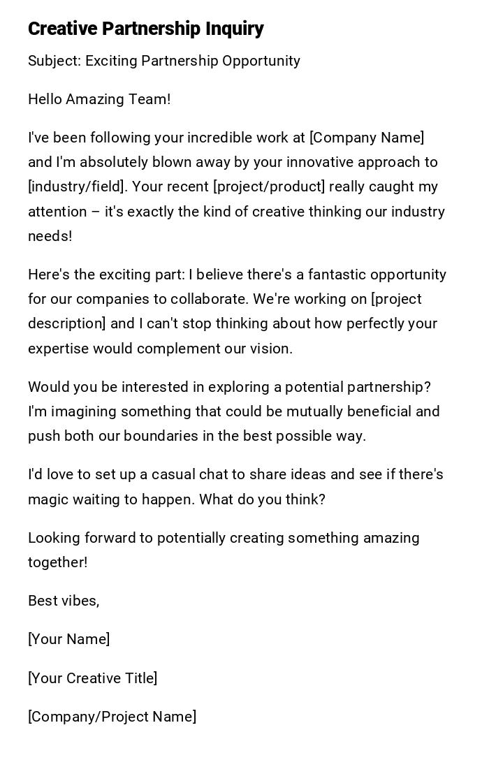 Creative Partnership Inquiry Creative Partnership Inquiry
