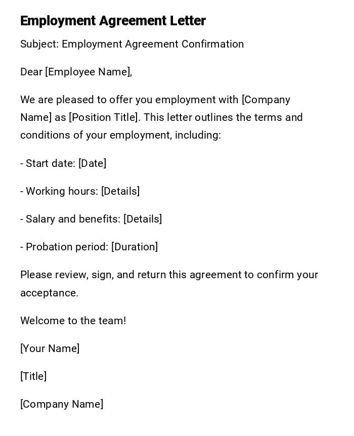 Employment Agreement Letter Employment Agreement Letter