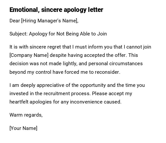 Emotional, sincere apology letter Emotional, sincere apology letter