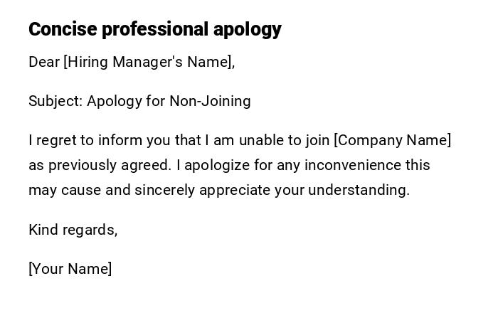 Concise professional apology Concise professional apology