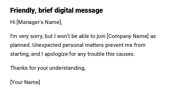 Friendly, brief digital message Friendly, brief digital message
