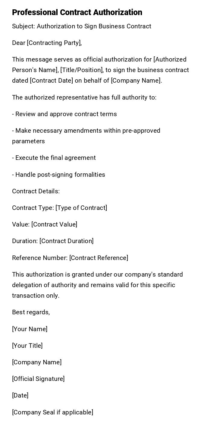 Professional Contract Authorization Professional Contract Authorization