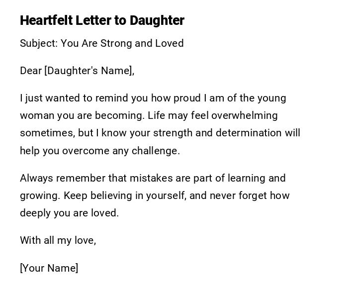 Heartfelt Letter to Daughter
