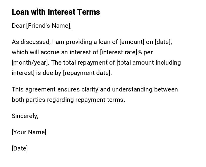 Loan with Interest Terms Loan with Interest Terms