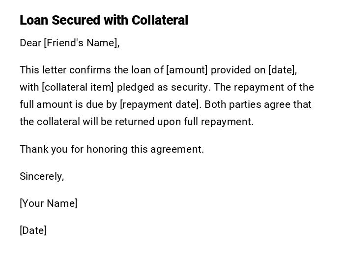 Loan Secured with Collateral Loan Secured with Collateral