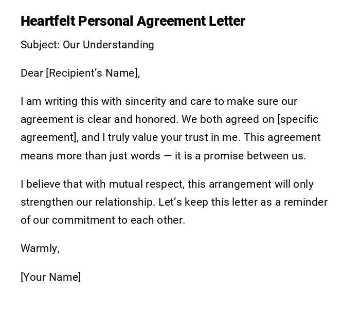 Heartfelt Personal Agreement Letter Heartfelt Personal Agreement Letter