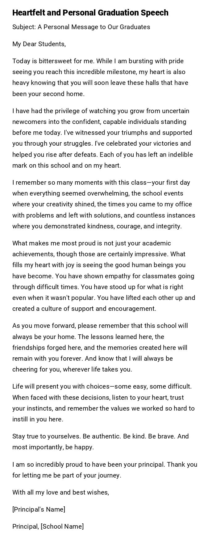 Heartfelt and Personal Graduation Speech Heartfelt and Personal Graduation Speech