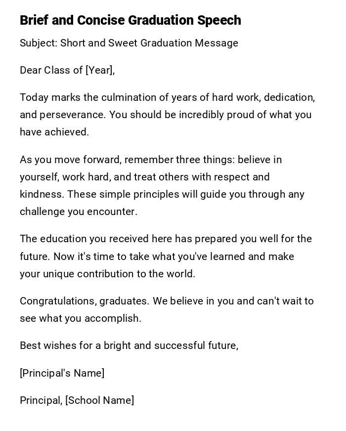 Brief and Concise Graduation Speech Brief and Concise Graduation Speech