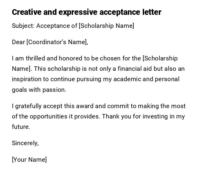 Creative and expressive acceptance letter