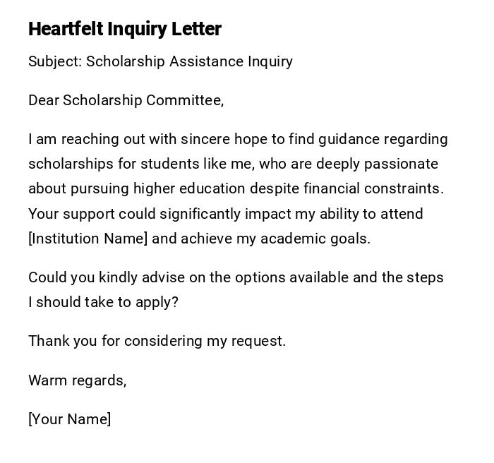 Heartfelt Inquiry Letter Heartfelt Inquiry Letter