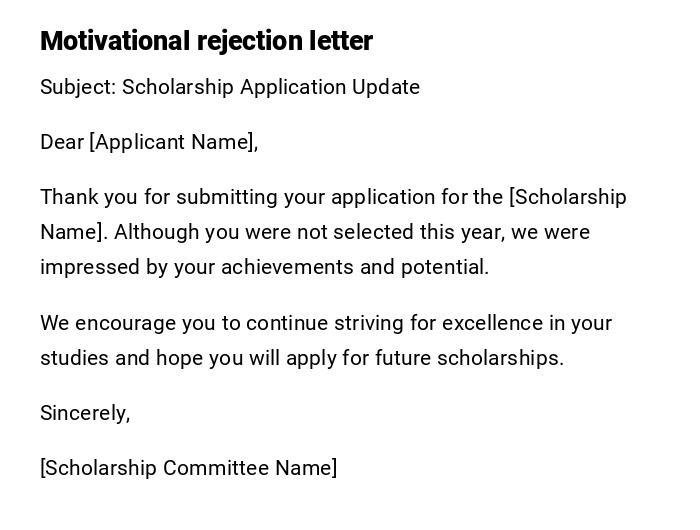 Motivational rejection letter